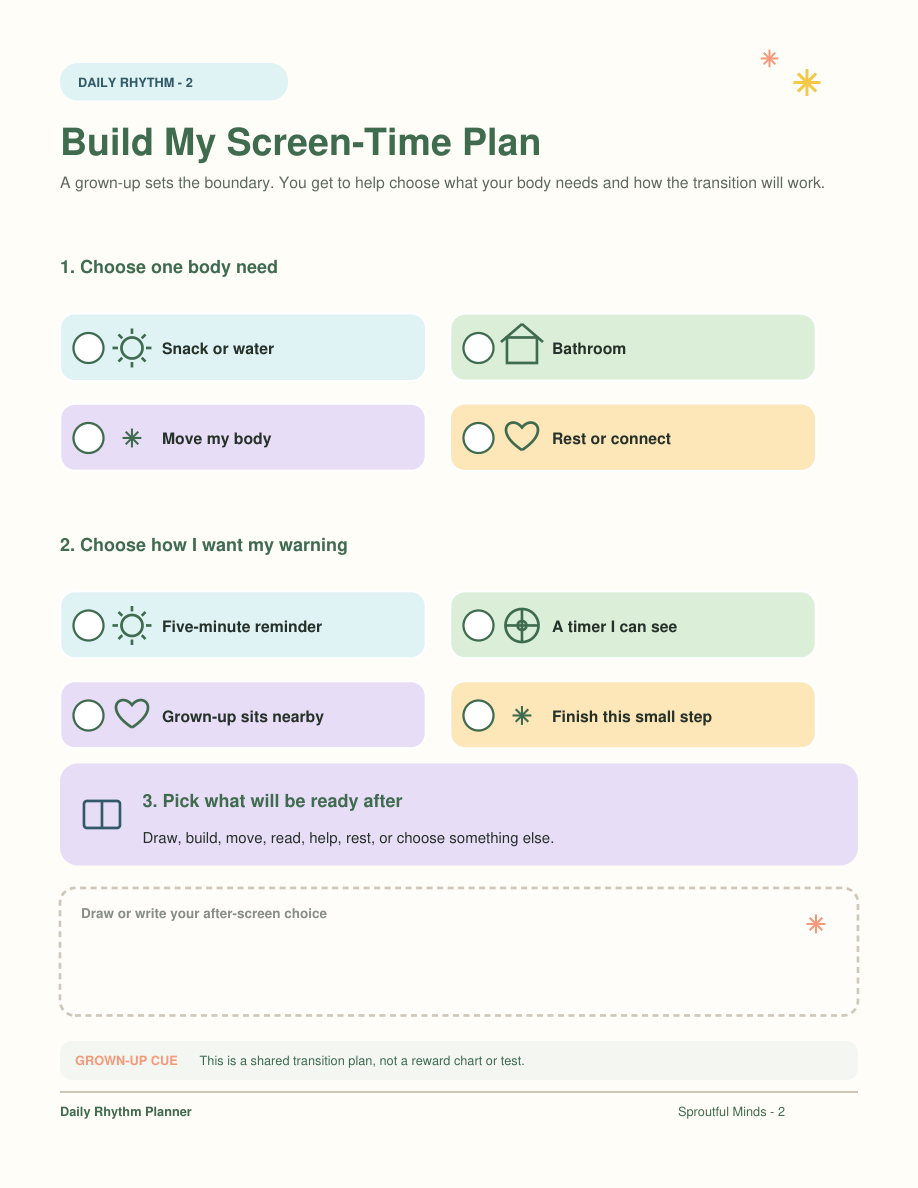 Actual Build My Screen-Time Plan activity included in the Daily Rhythm Planner
